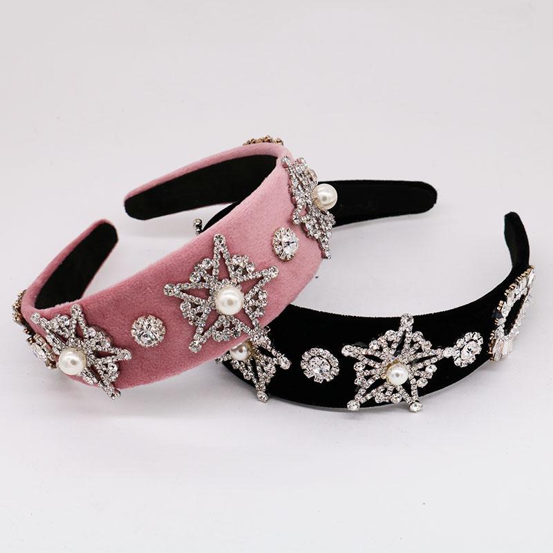 

Hair Clips & Barrettes Trendy Handmade Imitation Pearl Crystal Star Hairbands For Women Color Ball Bride Wedding Jewelry Bands Accessories, Golden;silver