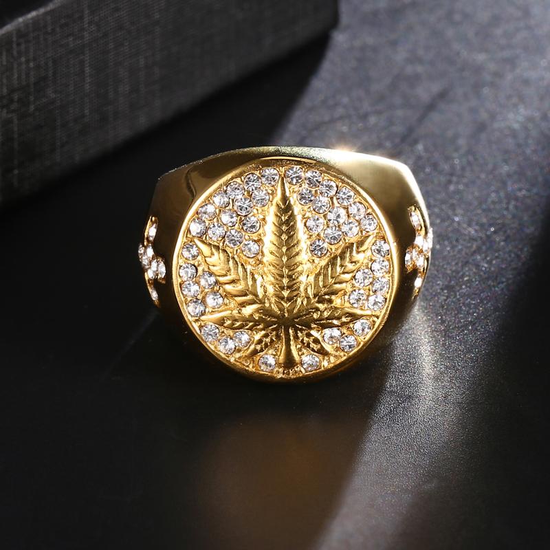

Cluster Rings HIP Hop 316L Stainless Steel Iced Out Bling Gold Color Ring Micro Paved Rhinestone For Men Jewelry, Golden;silver