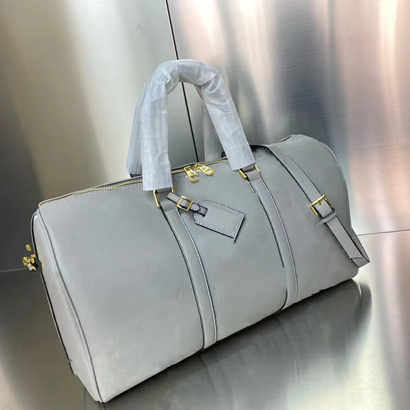 

2022 Luxury Fashion Men Women High-quality Travel Duffle Bags Brand Designer Luggage Handbags Large Capacity Sport Bag With Shoulder46CM, Grey