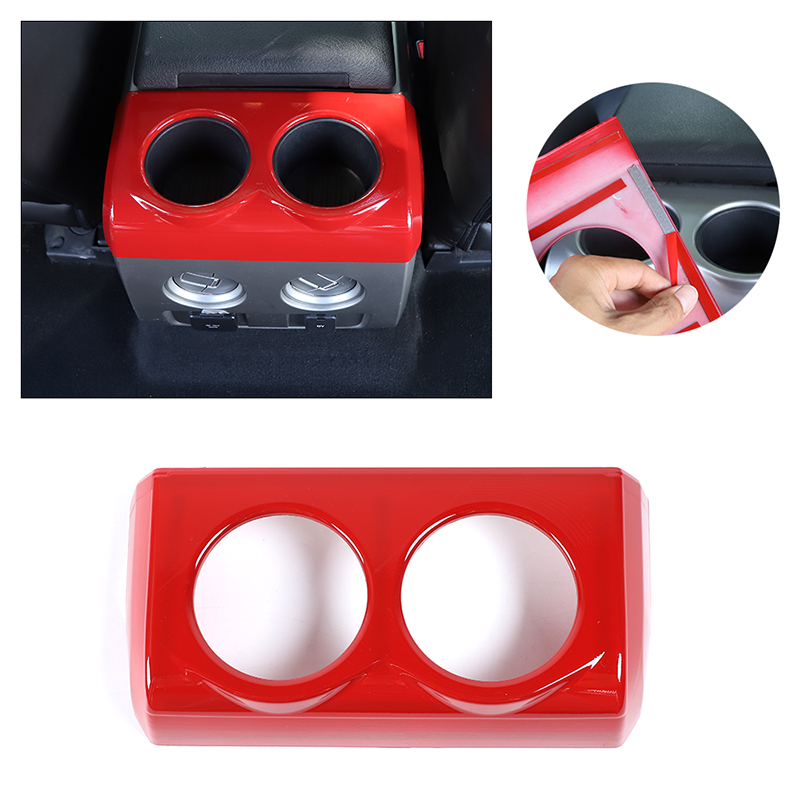

ABS Car Armrest Box Rear Cup Holder Panel For Ford F150 Raptor 09-14 Red