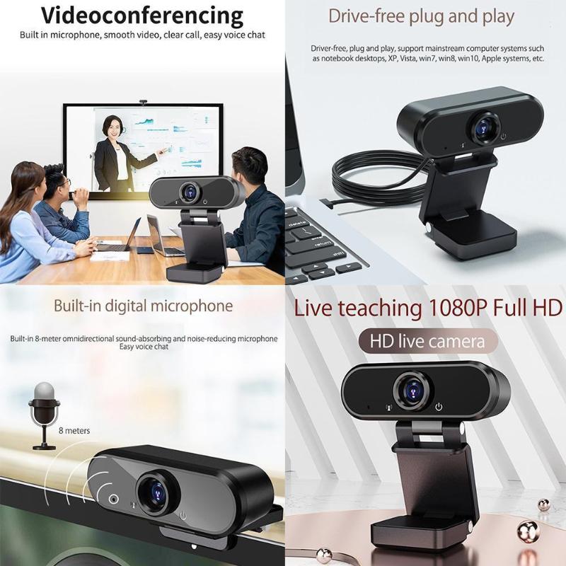 

Webcams 1080P HD Webcam With Microphone For Desktop USB Web Record Plug Cam Live Mini Conference Video Call Game Work Broa B8Y4