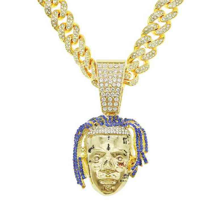 

Xxxtentacion Golden Plated 1m Cubic Zircon Iced Out Pendant Necklace Miami Cuban Link Chain Hip Hop Jewelry