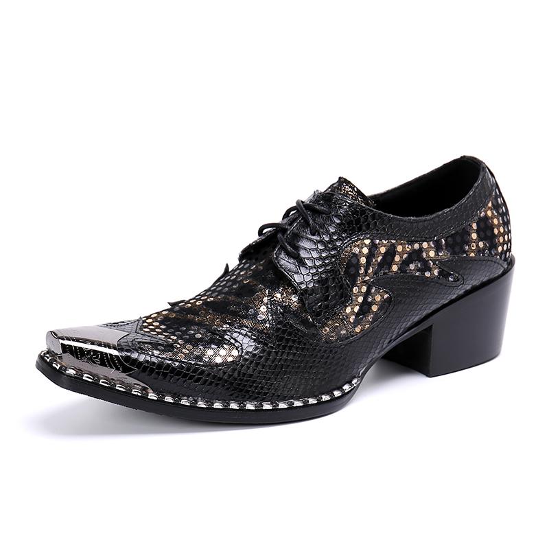 

Dress Shoes Black Pointed Toe Steel Toed Genuine Leather Men'S Lace Up Formal Business Big Size 47, As shown