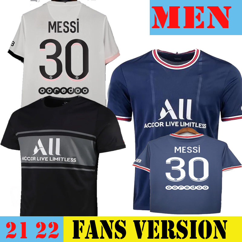 

MESSI 21/22 Maillot Soccer Jersey White Black 2021 2022 Football Shirts PSGs NEYMAR JR MBAPPE VERRATTI ICARDI de foot Enfants Femme Men Kids Kit Set WIJNALDUM HAKIMI, Home no patch