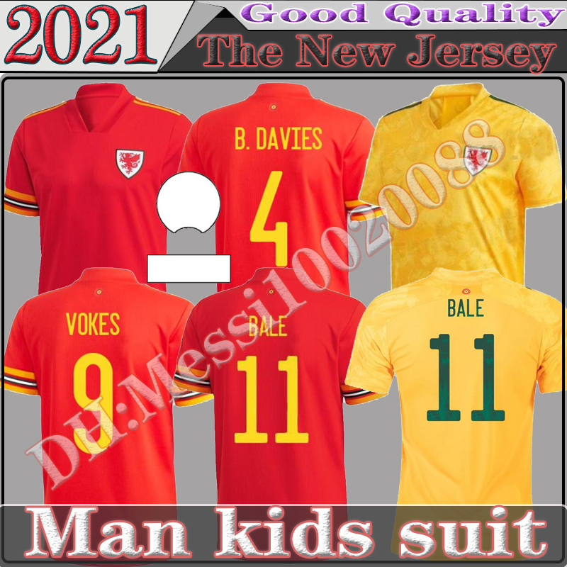 

European Cup 2021 wales soccer jerseys National Team HOME away BALE JAMES RAMSEY Men kids maillot de football shirts ALLEN VOKES Camiseta fu, Black;yellow