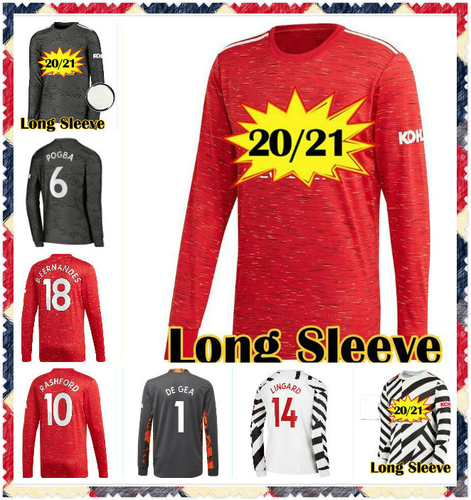 

2021 FC CAVANI away B. FERNANDES POGBA long sleeve soccer jerseys 20 21 MARTIAL Lingard LS football shirt UTD uniforms kit, Black;yellow