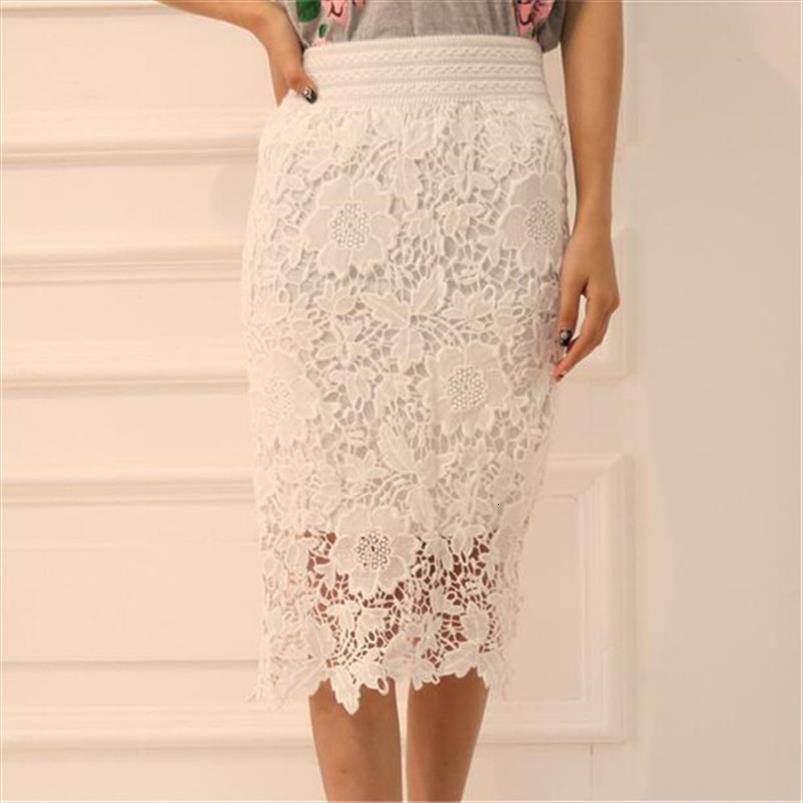 

wholesale lace pencil womens skirts hollow out white black knee length plus size s 3xl free