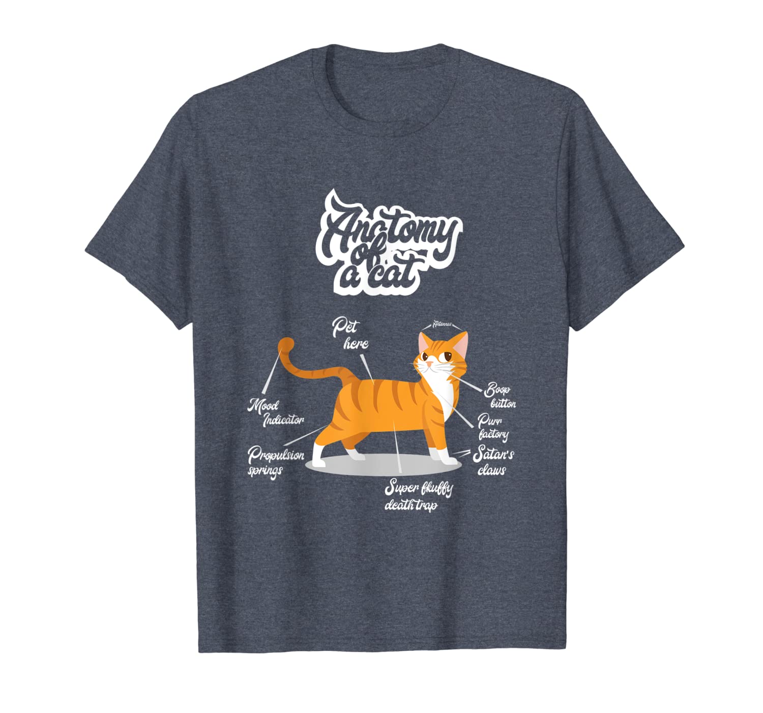 

orange tabby cat t-shirt | anatomy of a cat cute present, White;black