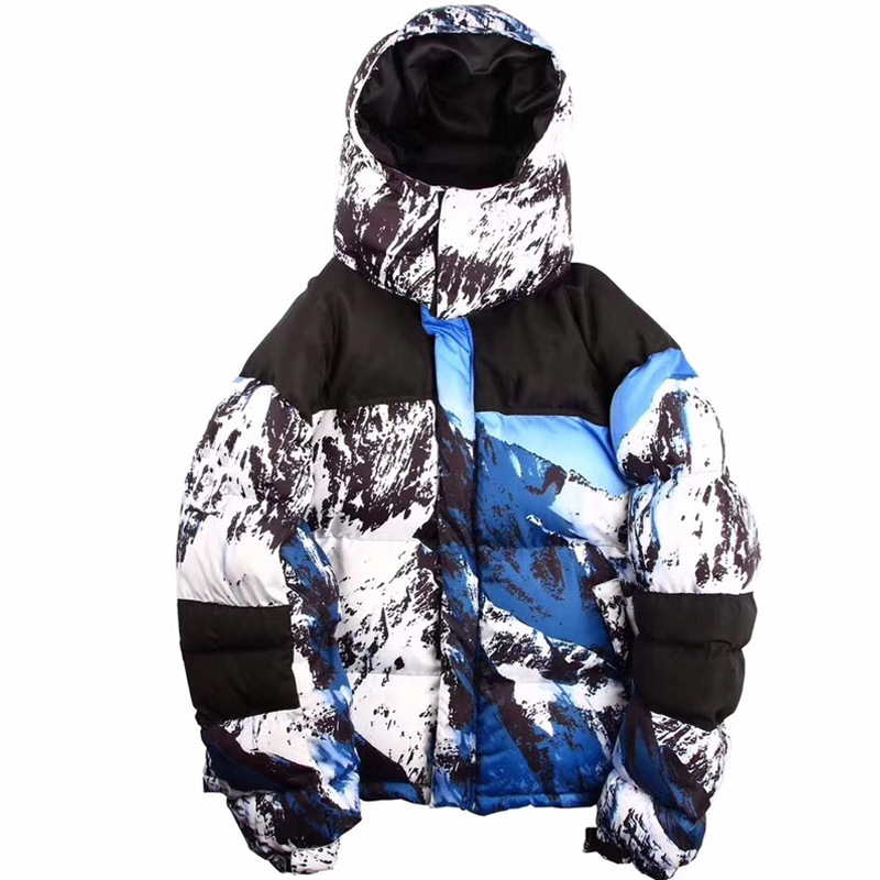 

Mountain Baltoro Winter Jacket Blue White Down Jacket Men Women Winter Feather Overcoat Jacket Warm Coat -2XL, Snow mountain
