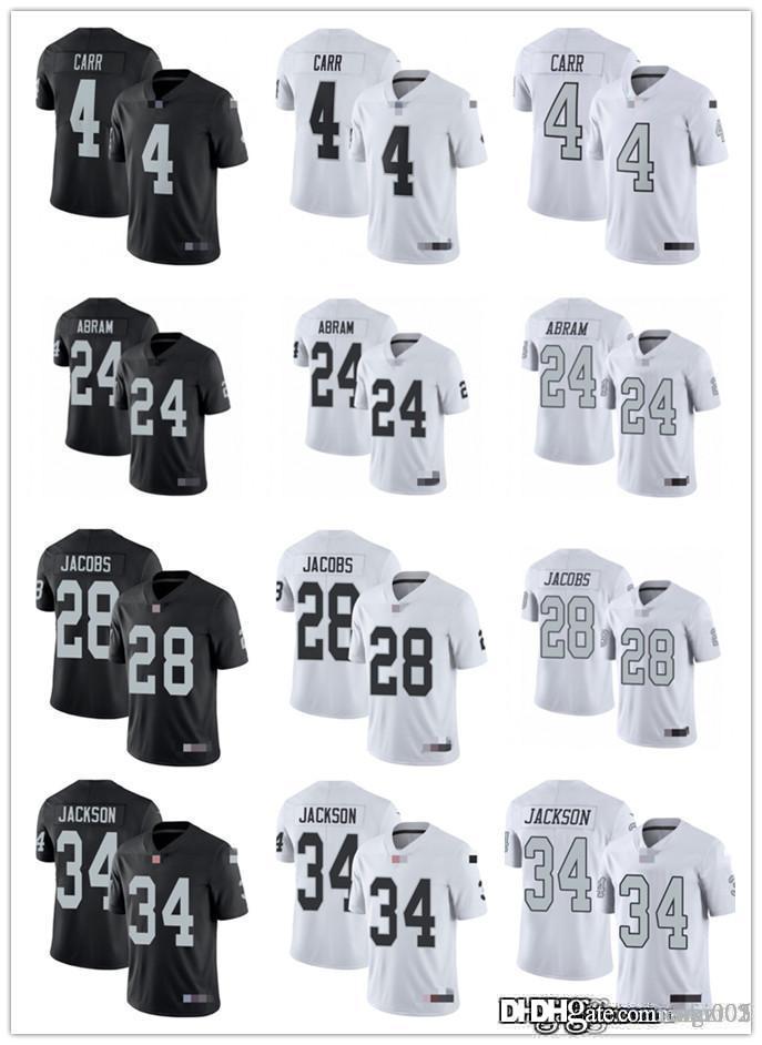 

Men Women Youth 24 Charles Woodson 4 Derek Carr 24 Johnathan Abram 34 Bo Jackson 28 Josh Jacobs Black white Football Jerseys, Black;red