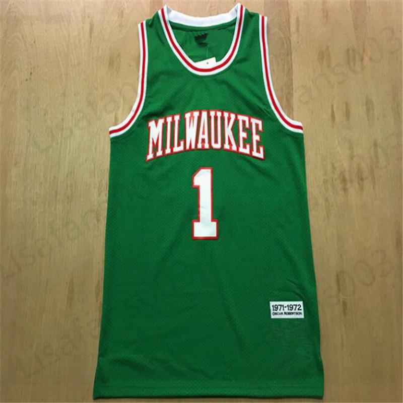 

Best-selling jerseys 1 Oscar Robertson 1971-1972 green Basketball mens stitched mesh Jersey size S-3XL