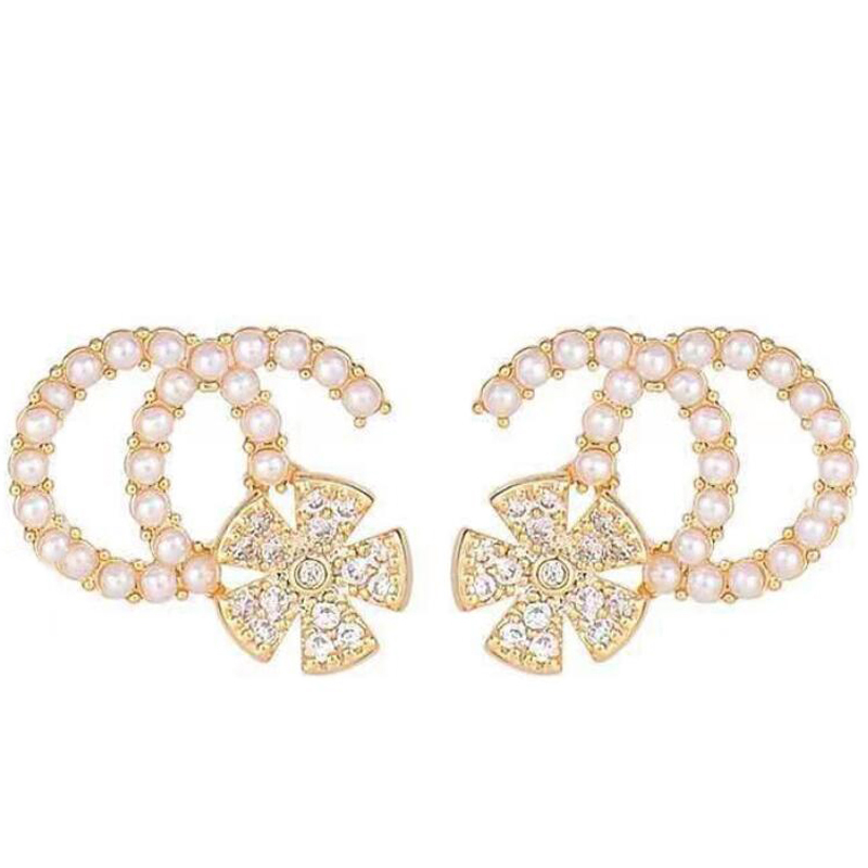 

Fashion Women 18K Gold Plated Designer Stud Earrings Brand Designers Geometry Letters Crystal Rhinestone Pearl Earring Wedding Party Jewerlry ER0308, Golden;silver
