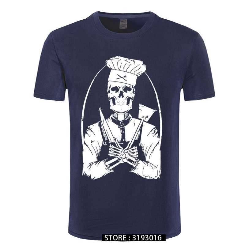 

Skull Cook Chef Cooking Novelty Design Men's T Shirt Pure Cotton Printed Fitnees Fashion Tops & Tees Casual Camisas Hombre 210629, Black gray