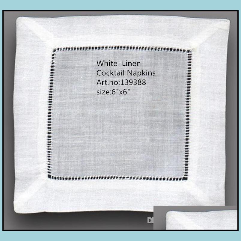

Table Napkin Home Textiles & Garden Tablemat Wholesale 120Pcs/Lot 6"X6"Square Elegant White Linen Cocktail Napkins Is Dress Up Any Drop Deli