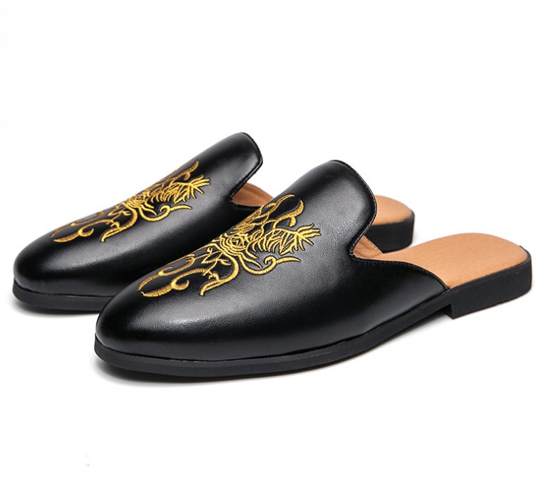 

Summer Sandals Men Leather Classic Roman Open-toed Slipper Outdoor Beach Rubber Shoe Flip Flop Water Sandal, Black