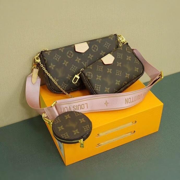 

&gt; Lv LOUIS BAG VITTON Multi Pochette Shoulder Bags Designers Purses Wallet Mahjong &#66ag Crossbody Messenger Vutton Lux, Red;black