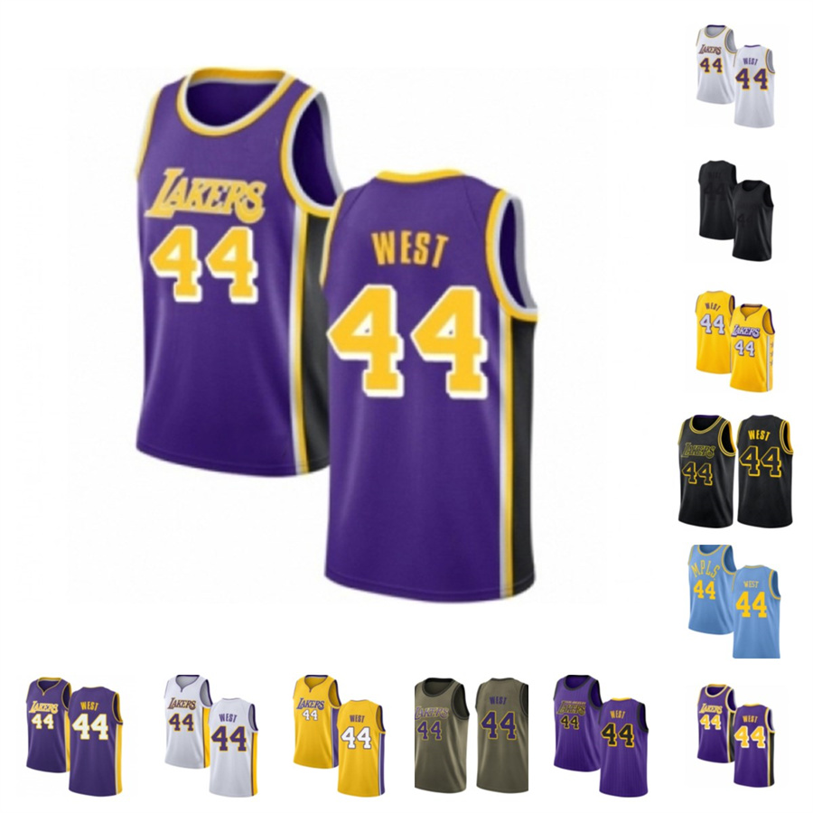 

2021 Jerry custom men women youth 44 West basketball jerseys red Blue jersey leave number name, Black;red