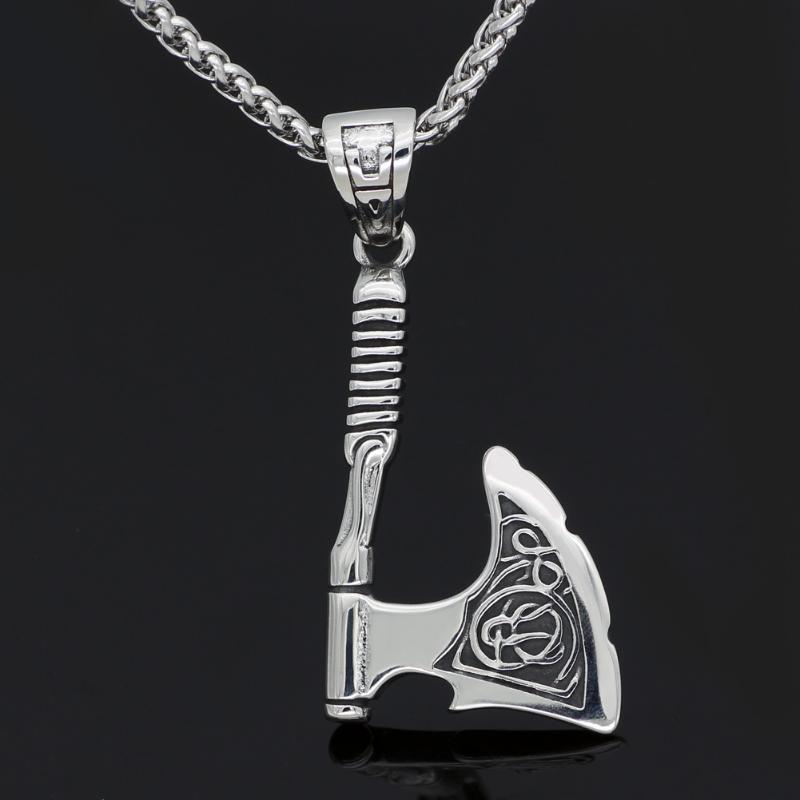 

Pendant Necklaces Nordic Stainless Steel Rune Amulet Axe Talisman Necklace