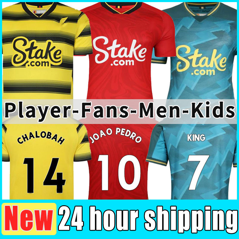 

Watford F.C. Football Jerseys #9 DEENEY Home Yellow Soccer Jersey 21/22 Men #12 SEMA #18 GRAY #14 CHALOBAH Shirt Uniforms 2021/2022 kids set child youth shirts uniform, Away kids