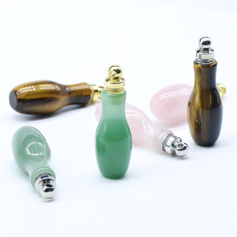 Natural Gems Stone Quartz Crystal Perfume Bottle Pendants Necklaces Pink Tiger Eye Charm Necklace Reiki Healing Pendant1-image-711920446