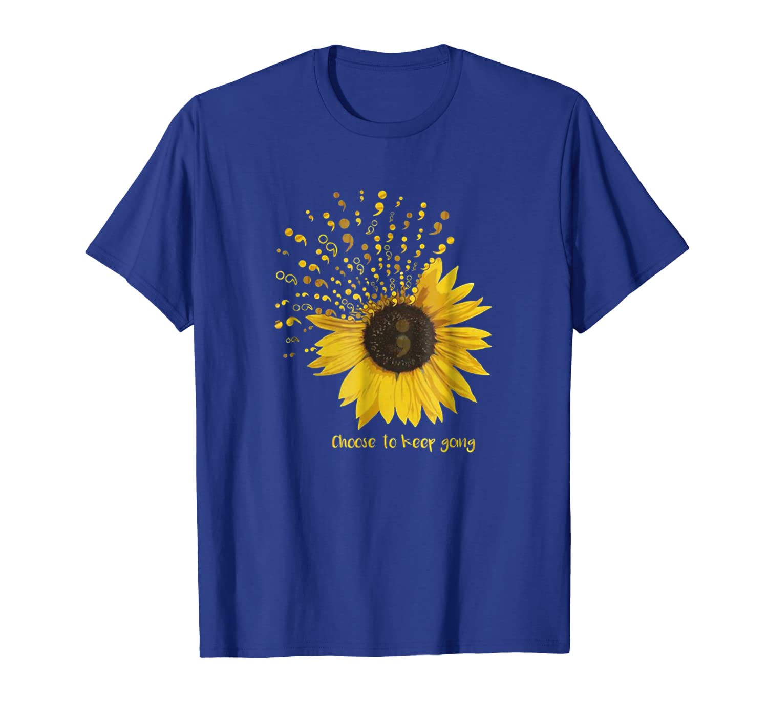 

Semicolon sunflower choose to keep going T-shirt, White;black