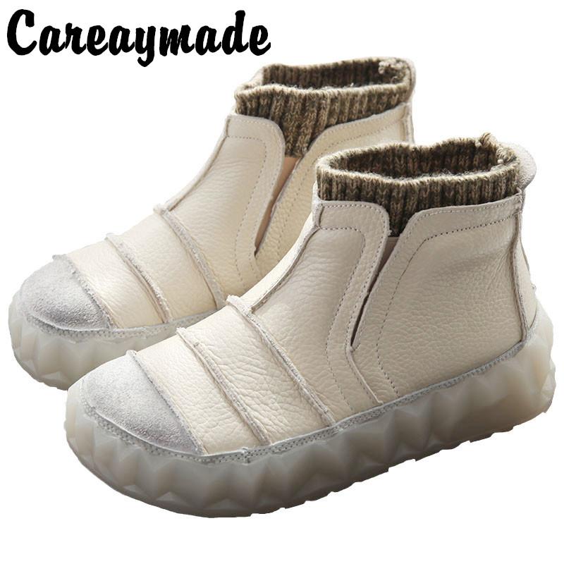 

Boots Retro Sock Tube Thick Sole Short Women's Single Leather Casual Jelly Soled Shoes Careaymade- Style Literature Art, Black