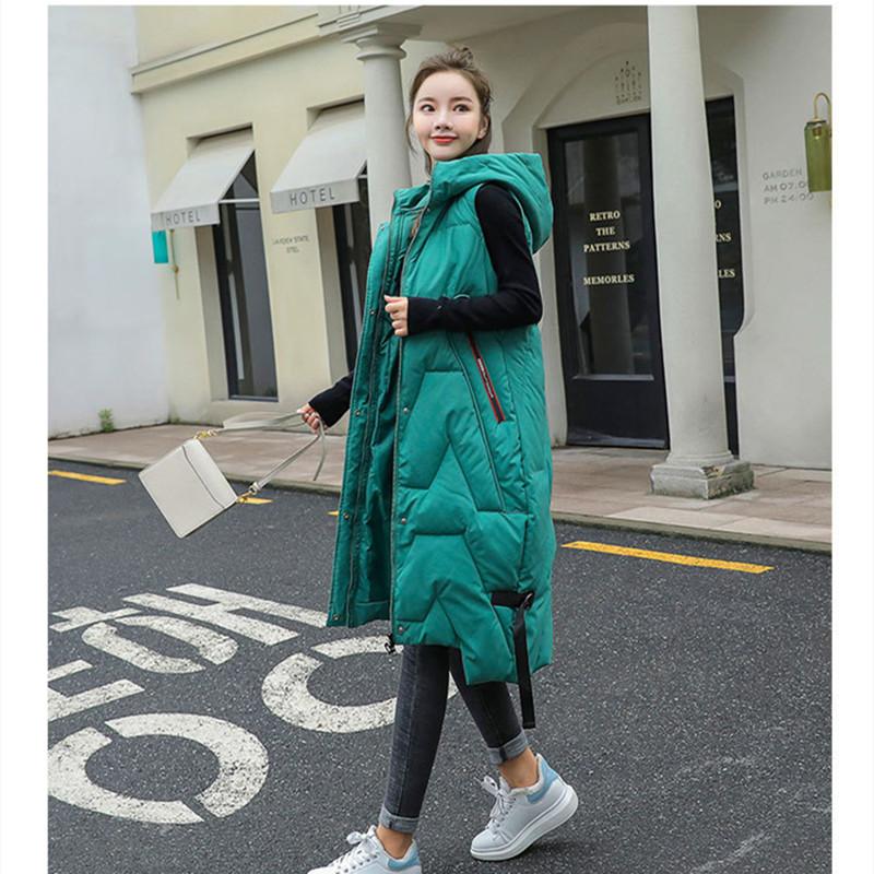 

Women's Vests Long Winter Vest Women's Solid Hooded Pockets Zipper Padded Ladies Casual Sleeveless Jacket Warm Waistcoat For Female, White