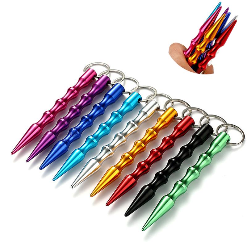 

Dropship Aluminum Self Defense Keychain Mental Stick Cars Keychains Personal Safty Key Chain Charm Car Keyring 9 Colors