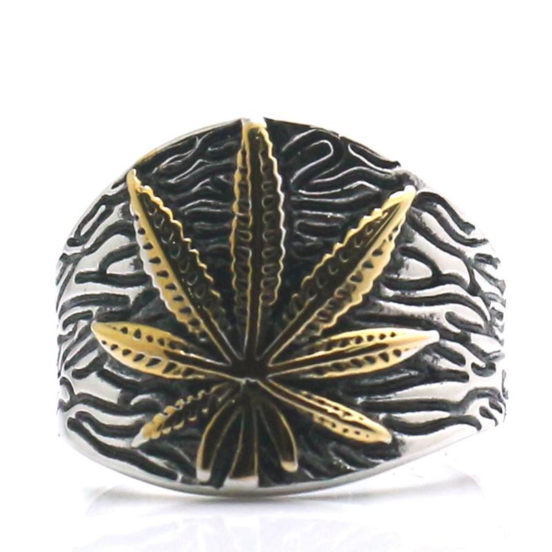 

Mens 316L Stainless Steel Cool Coconut Leaves Classic Ring Cluster Rings