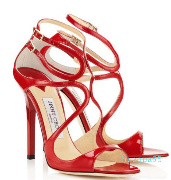 

summer wedding dress party LANG sexy women pumps ankle strap perfect Ladies Stiletto High Heels Luxury Design Gladiator Sandals EU35-43 087, Black