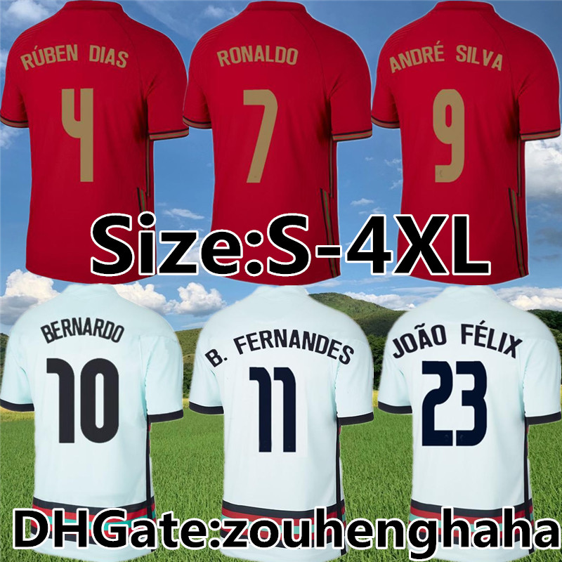 

Portogallo RONALDO JOÃO FÉLIX Soccer Jerseys 2021 22 B.FERNANDES maillots de foot BERNARDO ANDRÉ SILVA R.NEVES Football shirts Kit Size:-4XL, Home+patch