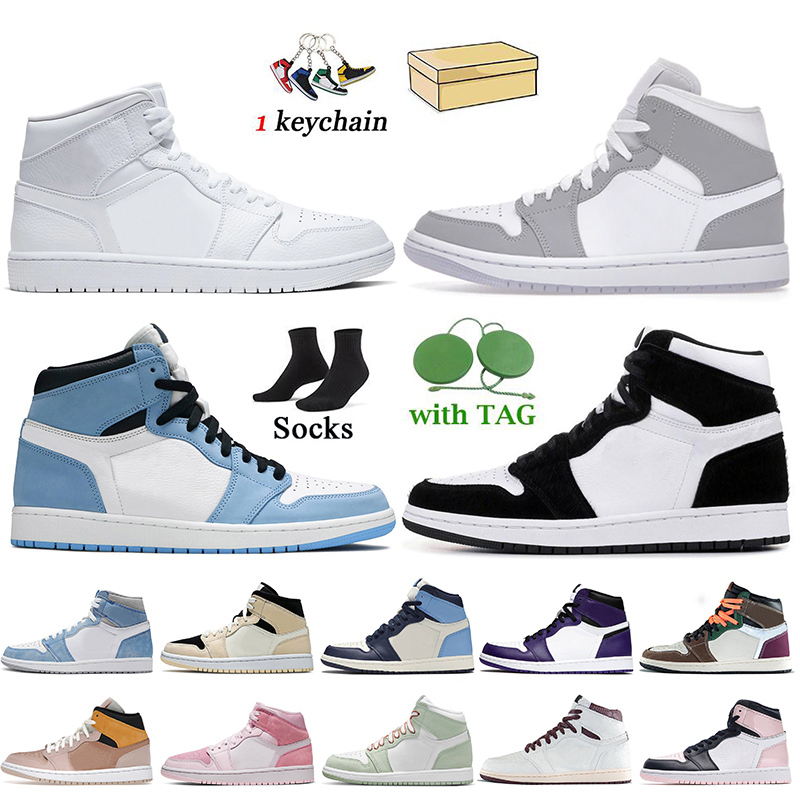 

Originals Jumpman 1s Womens Mens Basketball Shoes Jordan 1 Retro Jorden Air Triple White Off Wolf Grey University Blue Twist Mid Particle Beige Trainers Sneakers NIK, B31 university blue 36-47