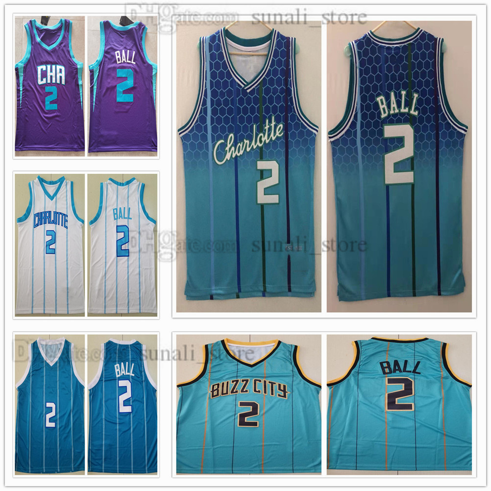 

100% Stitched Men 2021-22 City LaMelo Ball 2 Basketball Jerseys Blue Green Teal White Sports Shirts Embroidery
