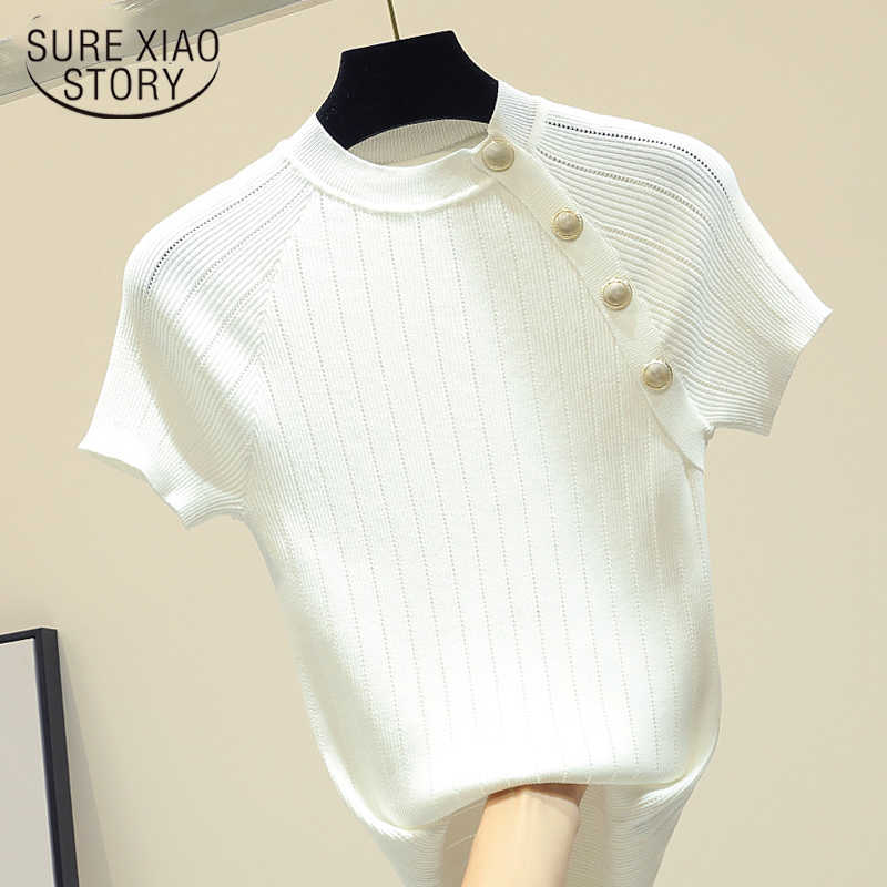 

Spring White Blouse Cotton Summer Women Blouses Tops Slim O-Neck Shirts Women Short Sleeve Solid Femme Blusas 8783 210527, Black