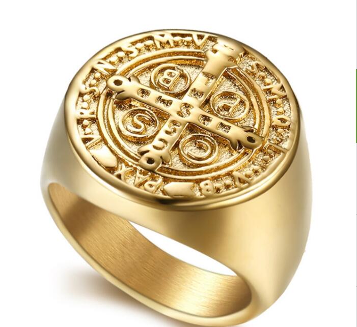 

Biblical cross titanium steel ring Christian Jesus headstone Men rings