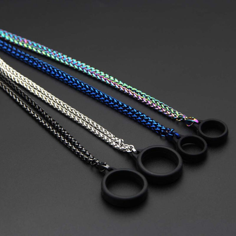 

VapeSoon001 Wholesale Stainless Steel Lanyard with rubber metal chain necklace for Relx Calilburn G pod Wenax K1 ecigs