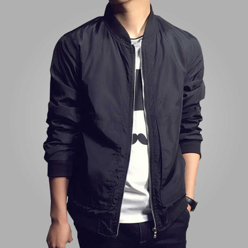 

New Arrival Spring Men's Jackets Solid Fashion Coats Male Casual Slim Stand Collar Bomber Jacket Men Outerdoor Overcoat M-XXXXL X0621, Black