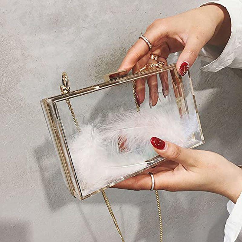 

Evening Bags WJCD Transparent Women Clutch Bag Clear Purse Acrylic S Houlder Handbag With Removable Gold Chain Strap Mini Messenger