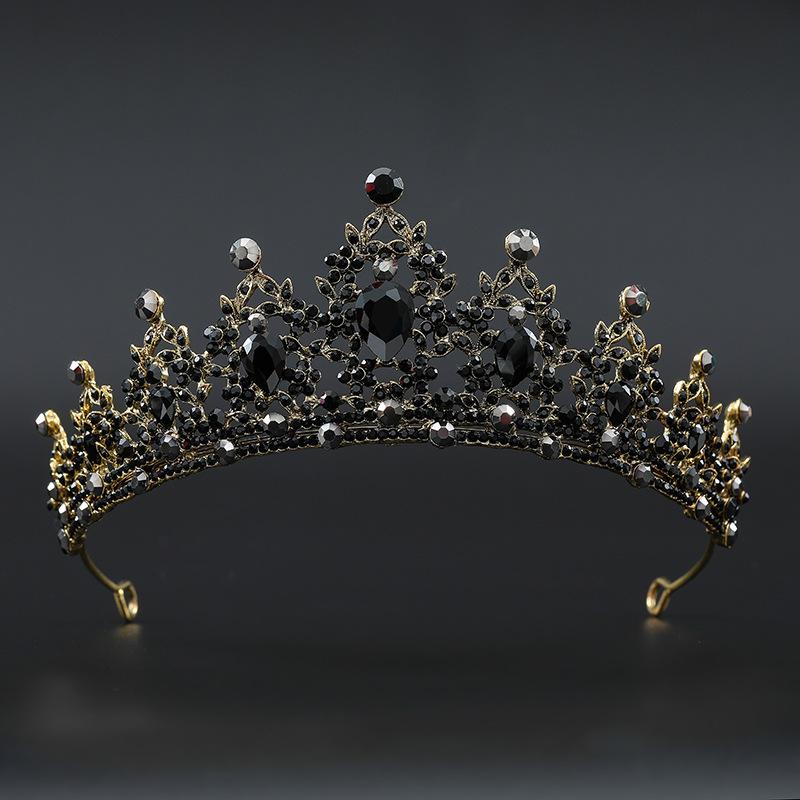 

Hair Clips & Barrettes Hardware Crown European American Bride Vintage Rhinestone Black Headdress