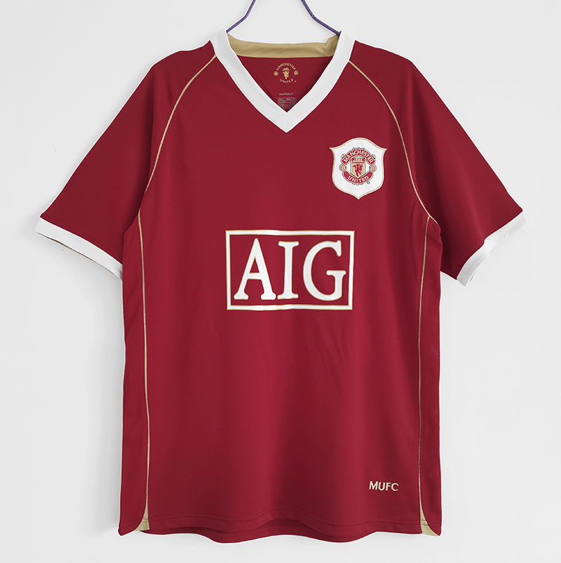 

Retro version MUFC Soccer jerseys 06-07 season #7 RONALDO Adult Short Sleeve Home Red Soccer shirts #10 ROONEY Football Uniform, No number no name