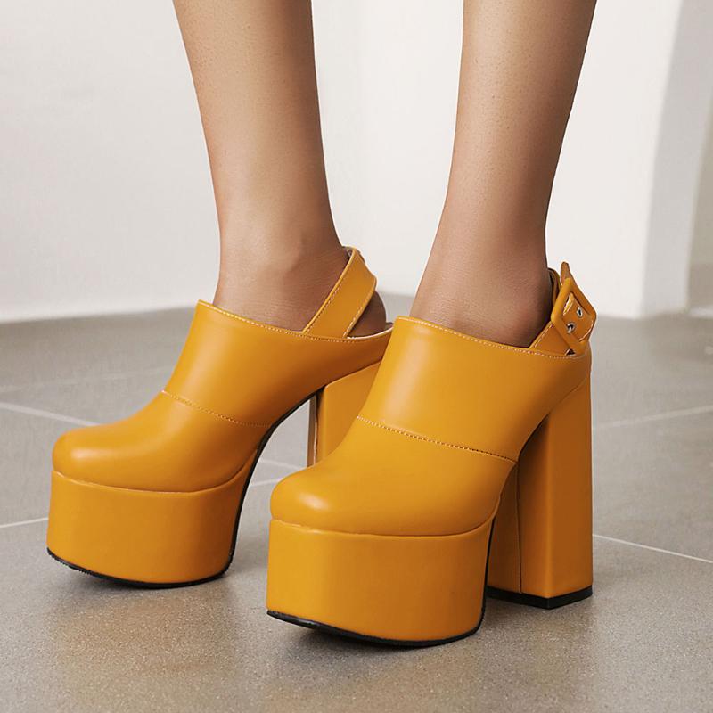 

Sandals Dilalula Cover Toe Back Strap Block Heel Mules Ladies Sexy Super High Heels Platform Summer Women Party Wedding Shoes, Black