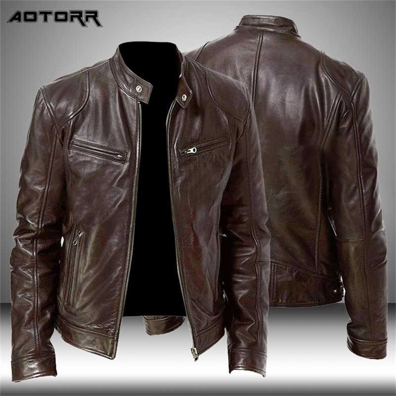 

Mens Winter Leather Jacket Autumn Fashion Vintage PU Leather Coats Men Motorcycle Jackets High Quality Casual Jacket Men 211110, L7505black