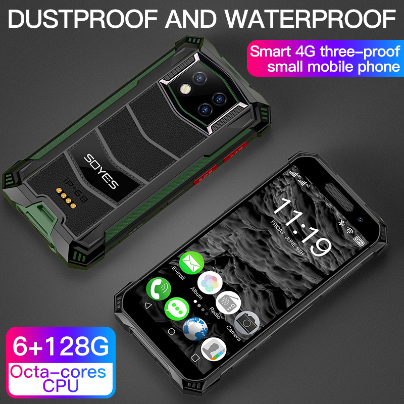

USA Europ 3.5 Rugged 4G Smart phone 6GB+128GB OctaCore Unlocked Android phones NFC Wifi GPS Fingerprint PTT FM BT SOS Face ID 13M camera Waterproof Cellphone 3800mah, Black