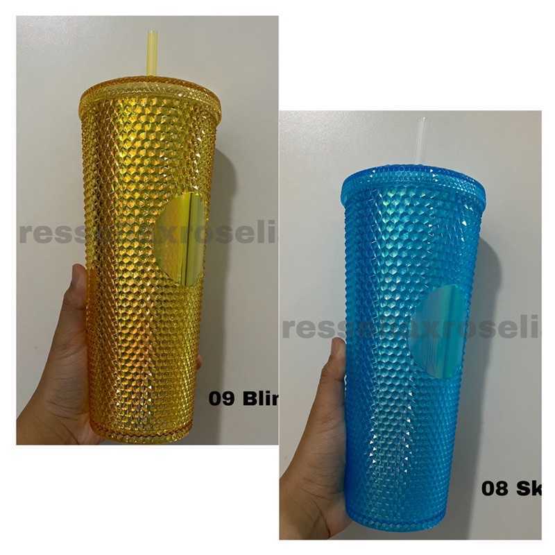 

READY STOCKSpecial Series oz Studded Oil Slick Pineapple Glow in the Dark Cold Cup Tumbler Starbucks, Yellow