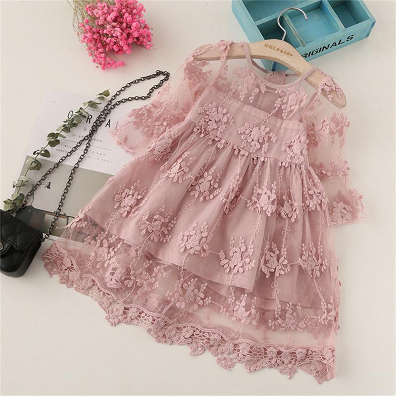 

Girl's Dresses Summer Girl Clothes Kids For Girls Lace Flower Dress Baby Party Wedding Children Princess 3 8Y, Red;yellow