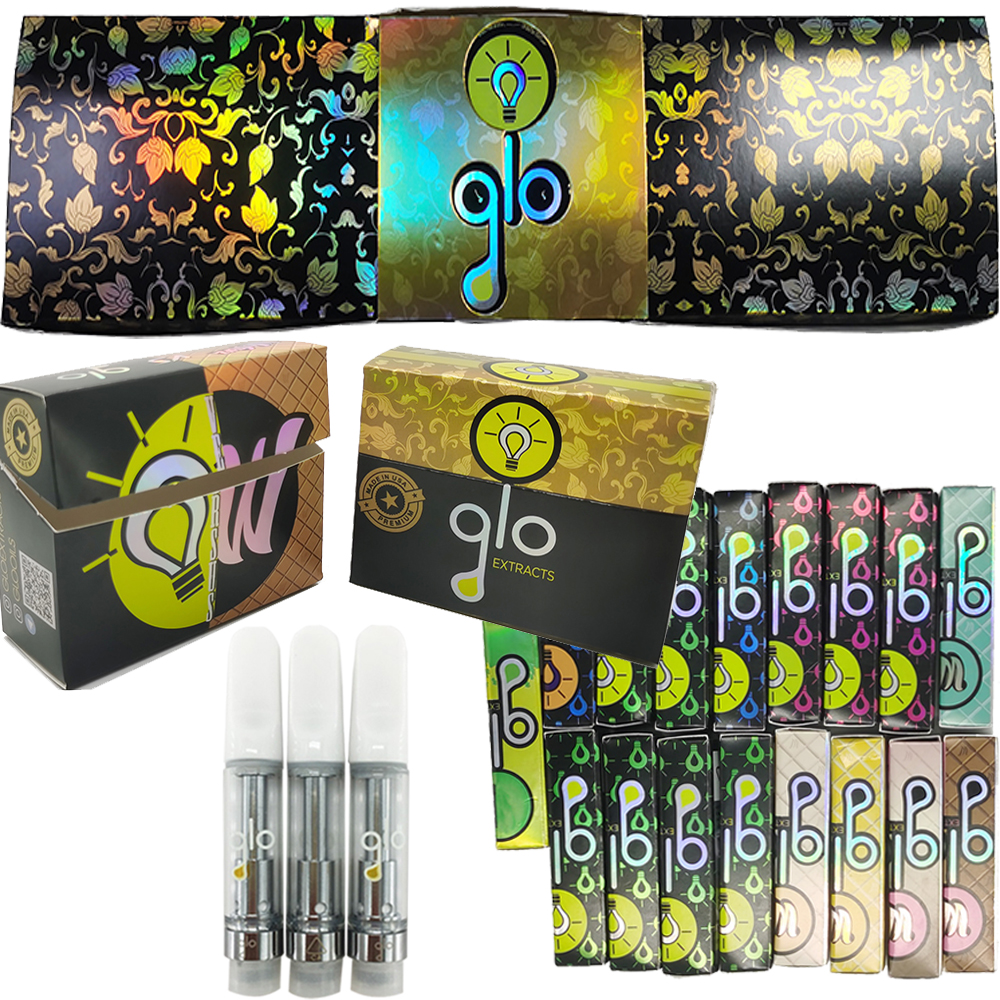 

Glo Waferz Vape Cartridge Empty Vapes Pen Atomizer 510 Thread Cartridges Holographic Packaging Disposable E Cigarettes Carts 0.8ML 1ML Thick Oil Vaporizer Pens