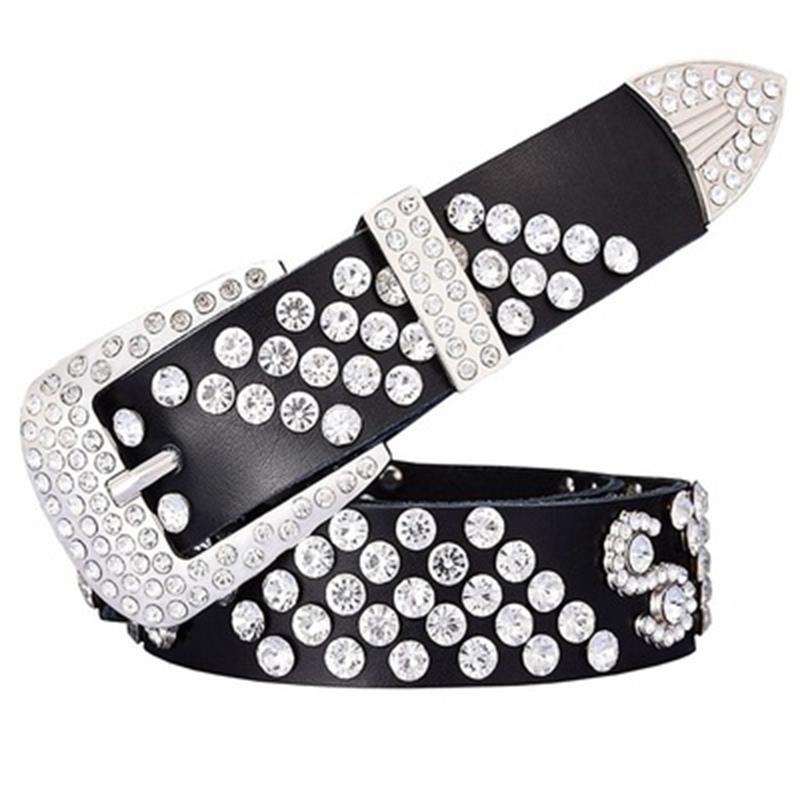 

Designer belts 2023 Hot Rhinestones Bling Crystal Luxury High Quality Leather Diamond Decorative Belts For Woman Man
