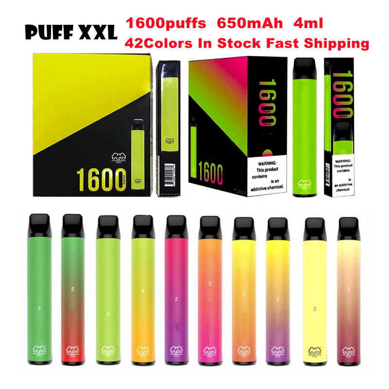 

E cigarette Puff Bar XXL Vape Pen1600+ Puffs Disposable Device Pods starter Kit Pre-filled 4ml Pod Smoking oil Cartridges Multi Colors