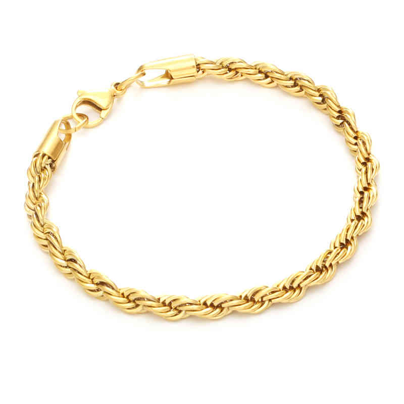 Hip hop jewelry women mens thick stainls steel steal steel retorcida cable chain gold plated twisted rope chain bracelet-image-746266722