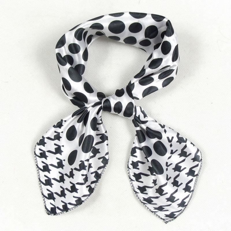 

Scarves Fashion Black Dot Unisex Polyester Small Square Hijabs Printed Autumn Winter Man Casual Silk Scarf Headband 52*52cm